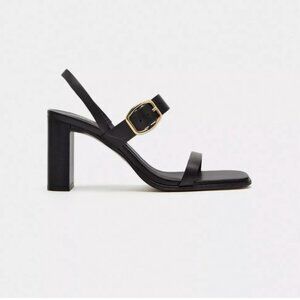 ZARA Black Block Heel Sandals Size 40 NEW
